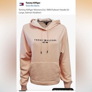 Tommy Hilfiger Pullover Hoodie Salmon Heather Athleisure Feminine Pink Women’s M